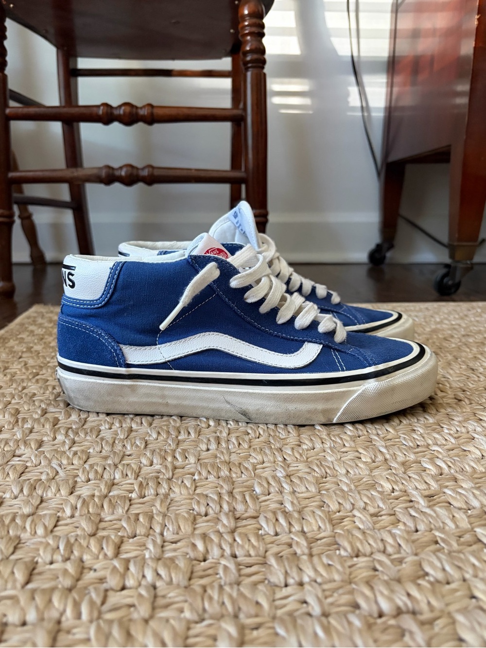 Vans Blue and White Sk8-Mid Skate Sneakers